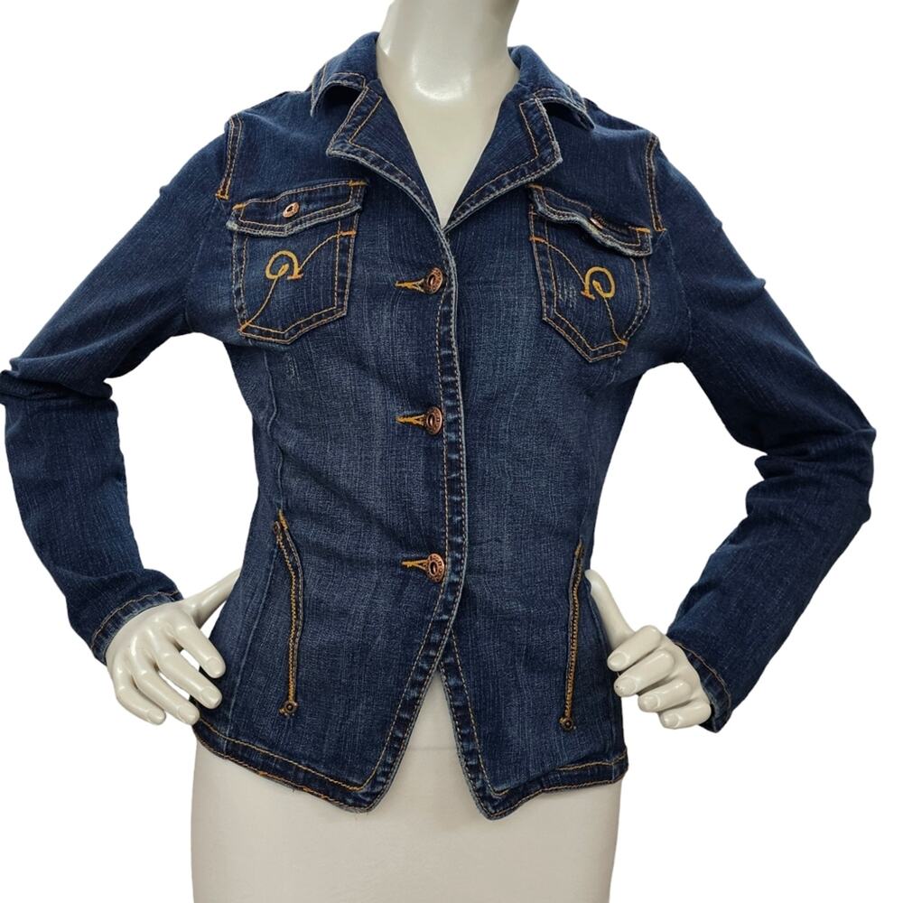Vintage Rocawear Jean Jacket Womens Size Medium Y2K Denim Streetwear Hip Hop